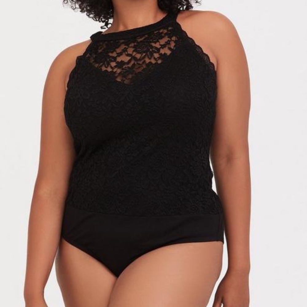 Torrid Black Lace High Neck Bodysuit
